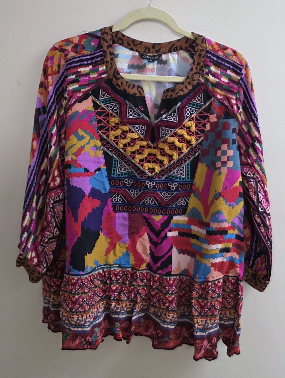 John Mark Colorful Geometric Blouse XL